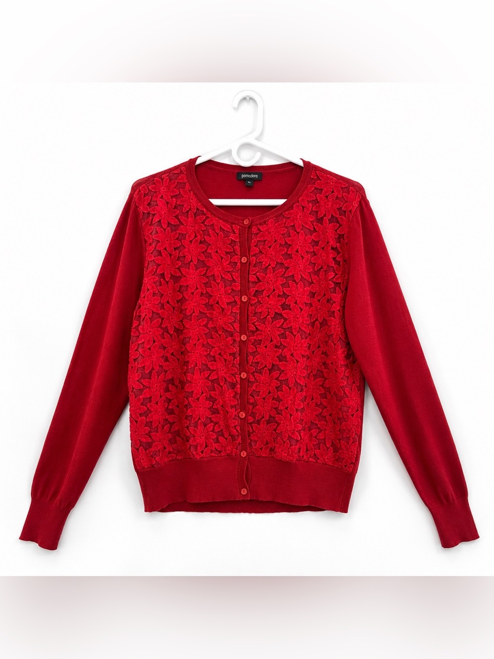 Pomodoro Red Floral Embroidered Cardigan XL